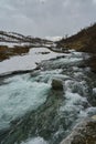 wild white water rapids in the highlands of Aurlandsvegen Royalty Free Stock Photo