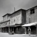 Wild wild west ghost town old saloon wooden building awnings