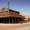 Wild wild west ghost town old saloon wooden building colorful