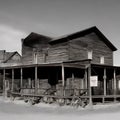 Wild wild west ghost town old saloon wooden building outpost