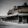 Wild wild west ghost town old saloon wooden building small town view