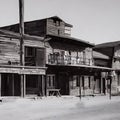 Wild wild west ghost town old saloon wooden building wooden pole