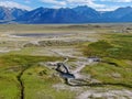 Aerial view of Wild Willy`s Hot Spring in Long Valley