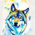 Wolf Double Exposure watercolors art