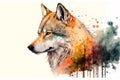 Wolf head Watercolor paint. Generative AI Royalty Free Stock Photo