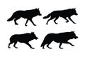 Wild wolf vector design on a white background. Wolves walking silhouette bundle design. Wild wolves walking silhouette set vector