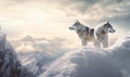 Wild wolfs in nature wilderness. Created with Generative AI technology. Royalty Free Stock Photo