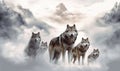 Wild wolfs in nature wilderness. Created with Generative Al technology. Royalty Free Stock Photo