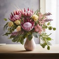 Wild Wonder: A Bold Bouquet of Protea, Thistles, and Aspidistra Leaves