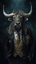 Wild Yak dressed in an elegant and modern suit with a nice tie