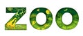 Wild Zoo animals typography banner template. Zoo word with paper cut Safari park, Australian, leaf forest animals.