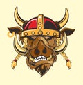 Wildboar viking cartoon in vector