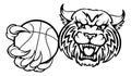 Wildcat Bobcat Cat Cougar Basketball Ball Mascot