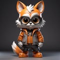 Sleek Metallic Finish Little Plastic Fox Character With Glasses