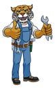 Wildcat Plumber Or Mechanic Holding Spanner