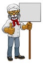 Wildcat Chef Cartoon Restaurant Mascot Sign Royalty Free Stock Photo