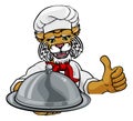 Wildcat Chef Mascot Sign Cartoon Character Royalty Free Stock Photo