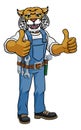Wildcat Construction Cartoon Mascot Handyman