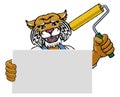 Wildcat Painter Decorator Paint Roller Mascot Man