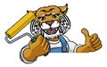 Wildcat Painter Decorator Paint Roller Mascot Man