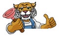 Wildcat Plumber Cartoon Mascot Holding Plunger Royalty Free Stock Photo