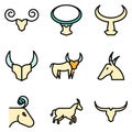 Wildebeest icons set vector flat