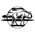 Wildebeest - savanna, Africa Wildlife, Wildlife Stencils - Forest Silhouettes for Cricut, Wildlife clipart, png Cut file