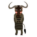 Wildebeest standing on two legs animal cartoon character vector illustration Royalty Free Stock Photo