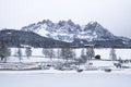 Wilder Kaiser covered with snow, Going am Wilden Kaiser Royalty Free Stock Photo