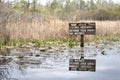 Canoe Trail Permit Required Sign in the Okefenokee National Wildlife Refuge, Georgia USA Royalty Free Stock Photo