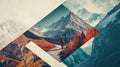 Abstract double exposure geometric wildlife poster. Wilderness banner