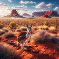 Wilderness Leaper - Kangaroo\'s Energetic Jumps Through the Outback Horizon Royalty Free Stock Photo