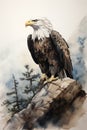 Wilderness Majesty: A Painted Portrait of the Majestic Bald Eagl Royalty Free Stock Photo