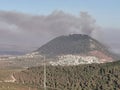 Wildfire on the biblical Mount Tabor, Israel