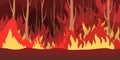 Wildfire concept. Hot red flame in the forest, natural disaster.