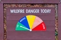 Wildfire Danger Today wooden warning sign Royalty Free Stock Photo