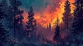 Wildfire disaster Blaze consumes forest, endangering surroundings. Generated AI Royalty Free Stock Photo