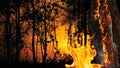 Wildfire disaster in tropical forest caused by human