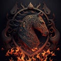 Wildfire, A Fantastic Portrait of a Flaming Horse, 3D illustration, intricate design, epic fantasy, generative ai