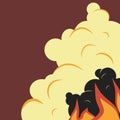 Wildfire. Flame and smoke in flat style.