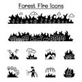 Wildfire, forest fire icon set vector illustration graphic design