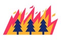 Wildfire and forest fires concept.