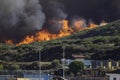 Wildfire near houses Royalty Free Stock Photo