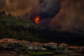 Wildfire near Houses in Povoa de Lanhoso, Braga. Royalty Free Stock Photo