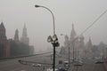 Wildfire's smog cover the Moscow. Royalty Free Stock Photo