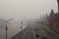 Wildfire's smog cover the Moscow. Royalty Free Stock Photo