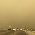 Wildfire Smoke Engulfing a Roadway