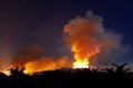 Wildfire smoke plume at night