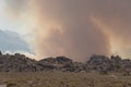 Wildfire starts in the Eastern Sierra Nevada mountains Royalty Free Stock Photo