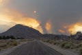 Wildfire starts in the Eastern Sierra Nevada mountains near the Royalty Free Stock Photo